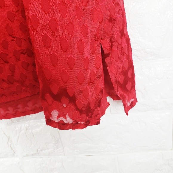 CAbi Patterned Red Scarlet Blouse #3130 Perfect Valentines look! - Picture 6 of 8